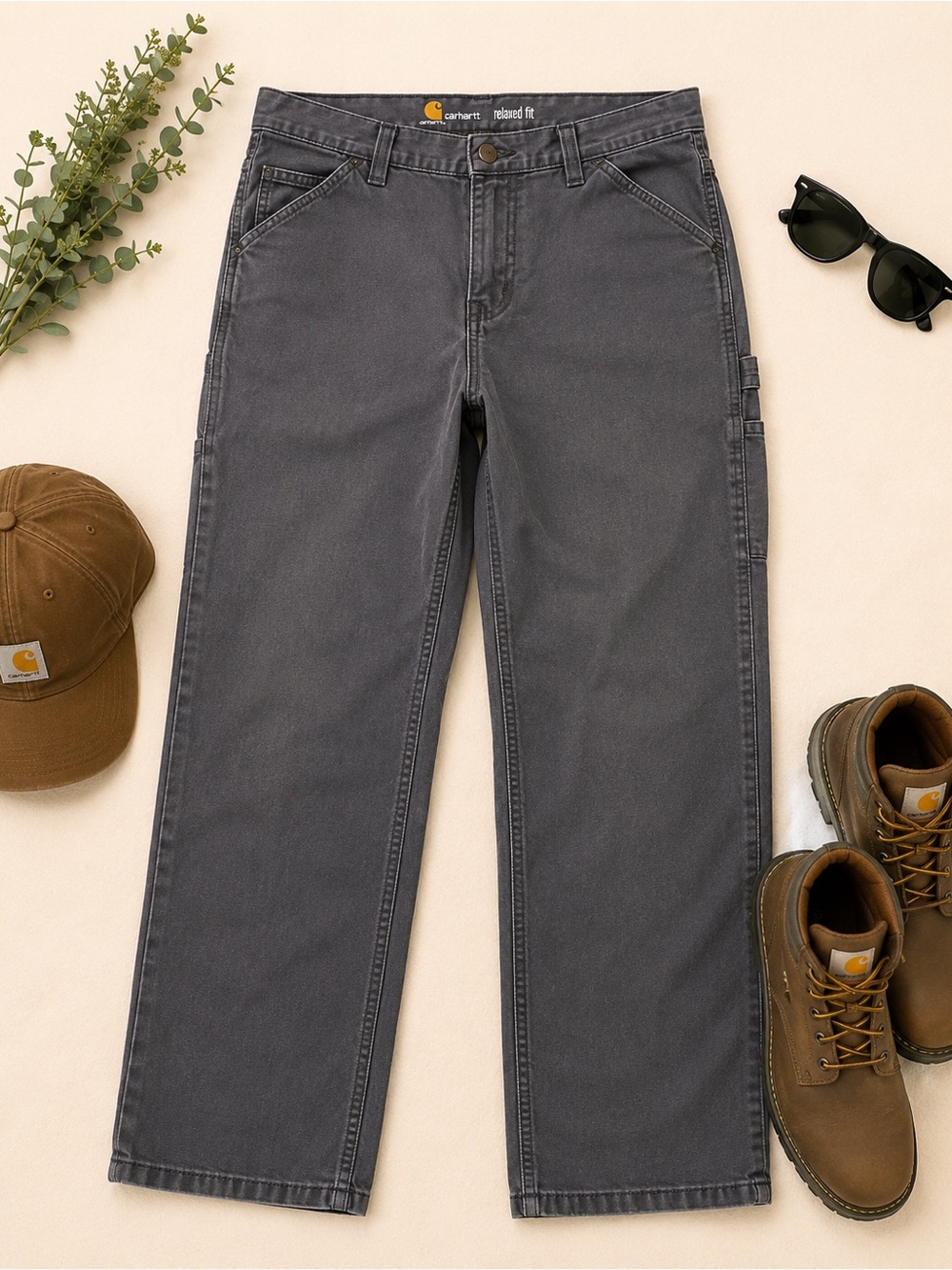 Carhartt Men's Relaxed Straight Work Jeans in Charcoal